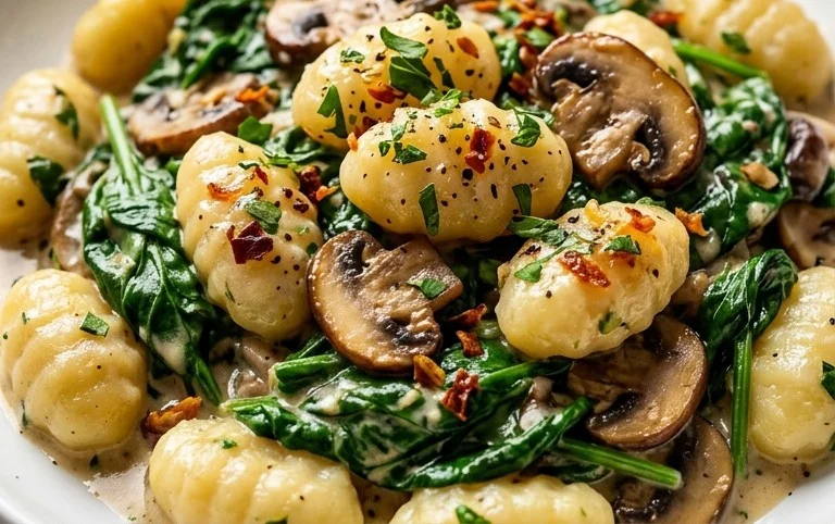 Creamy Spinach and Mushroom Gnocchi (One-Pan, 20 Minutes)