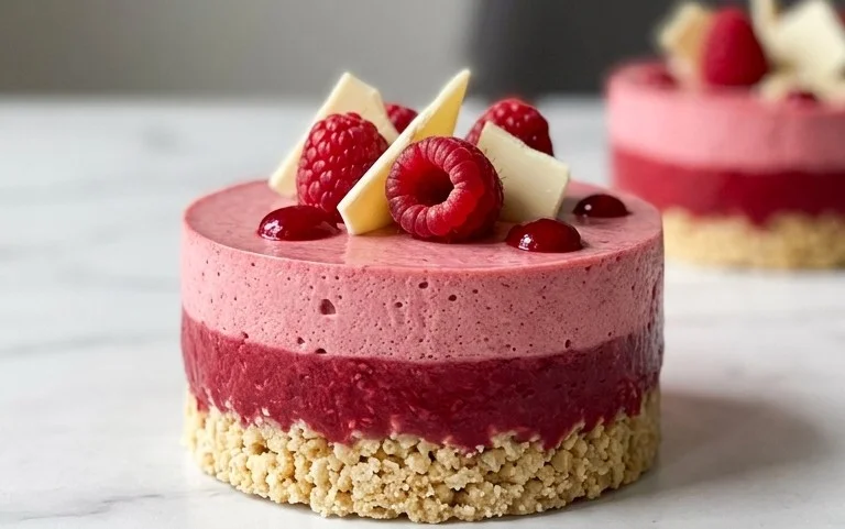 Bavarois Framboise Croustillant Chocolat Blanc