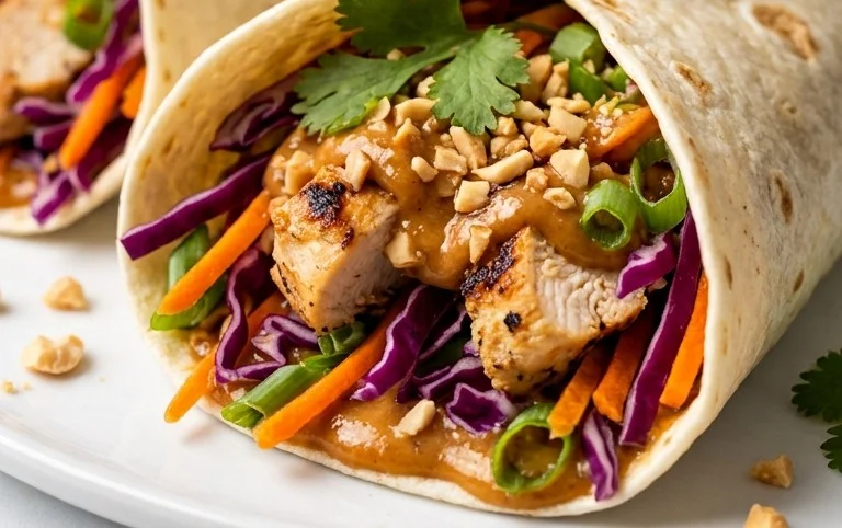Thai Chicken Wrap with Crunchy Asian Slaw
